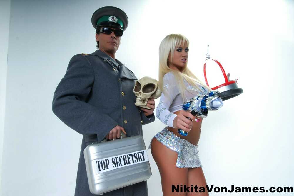 Nikita Von James, the Hot Blonde Futuristic Fighter in Sexy Military Uniform