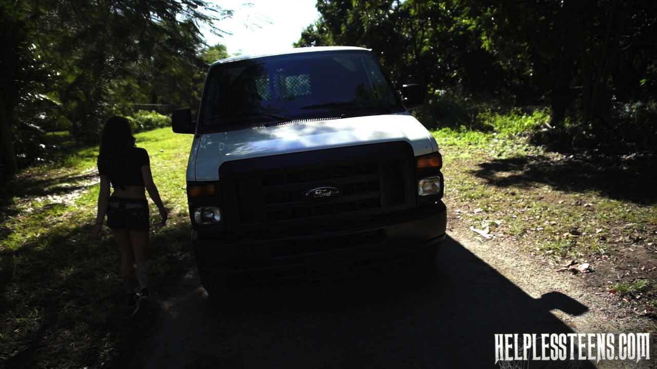 Petite Faye finds herself tied up and banged in a van after accepting a ride from a stranger