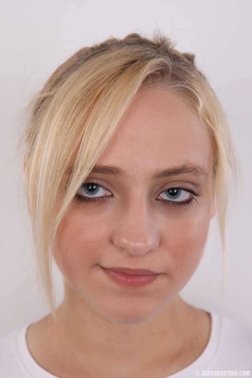 Blonde teen Irena strips naked on a stool before showing off her small tits and flat chest in this amateur casting video -...