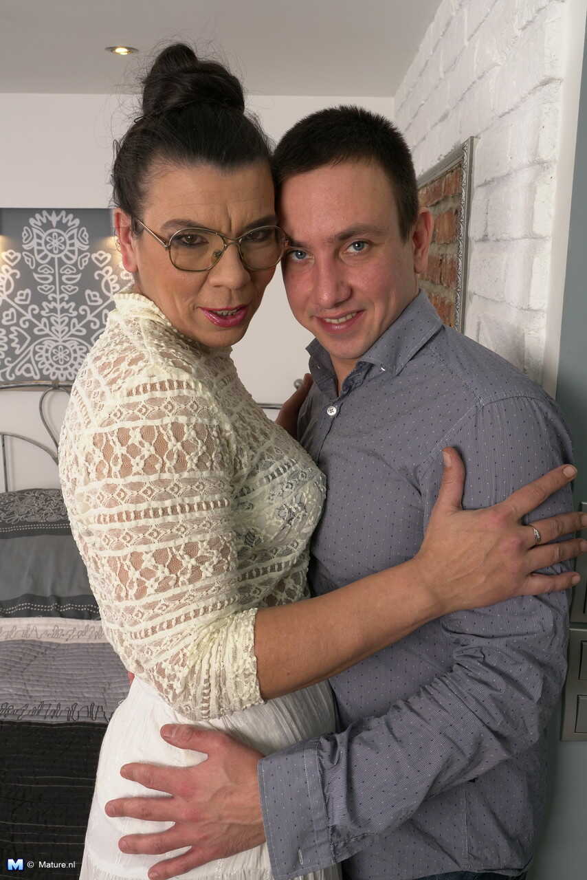 Hairy old Vianne takes on young stud Rob's toy boy cock in her saggy pussy - Vianne, Rob