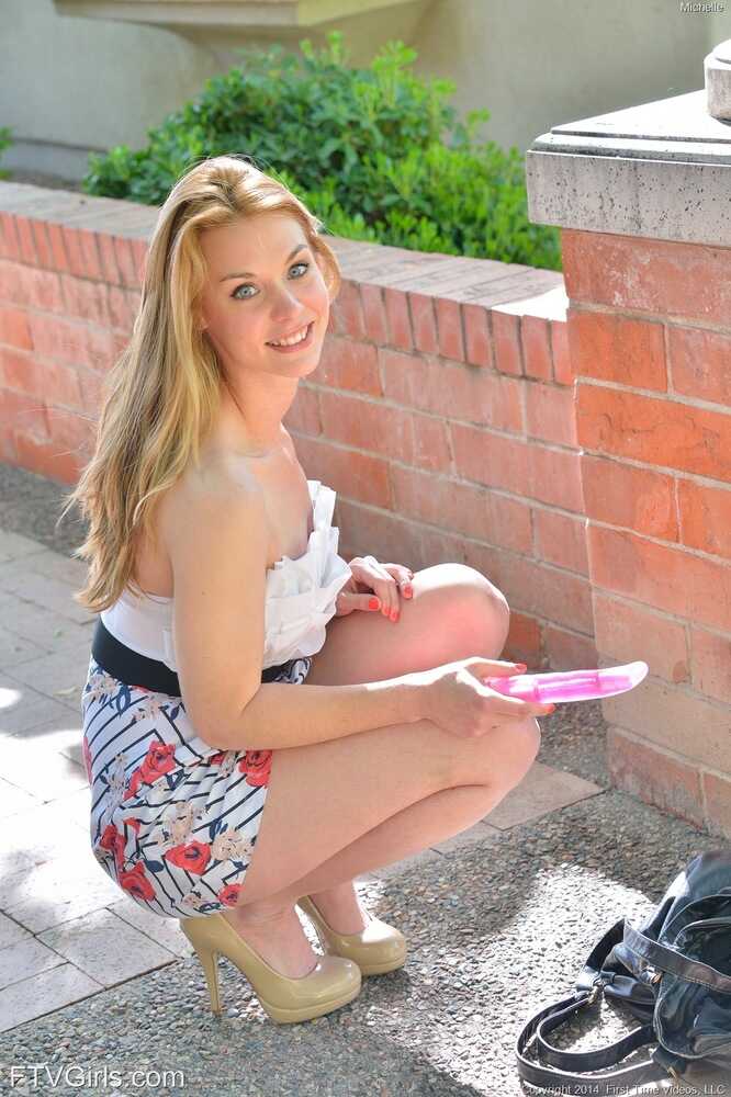 Cute Michele Monroe Flashes Nude Upskirt Outside & Plays with Her Pussy - Michele Monroe