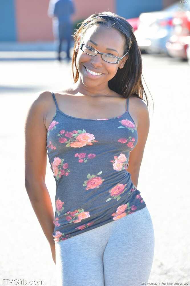 Ashton Devine: The Naughty Black Teen Strips off Her Clothes and Goes for a Walk Around Town, Piercing Her Nipples with he...