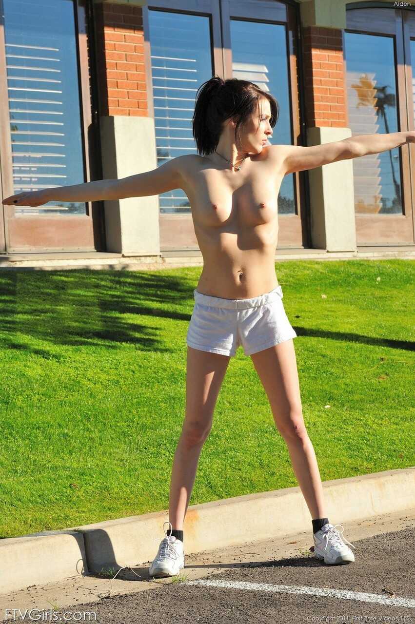 Exposing His Fit Physique: Nude Teen Aiden Shows Off While Working Out in Public