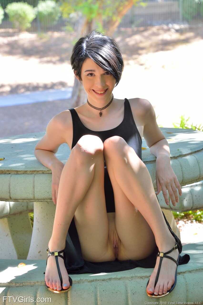 Petite Ivy Aura Inserts Vegetables into her Wide Open Public Places Pussy - Ivy Aura