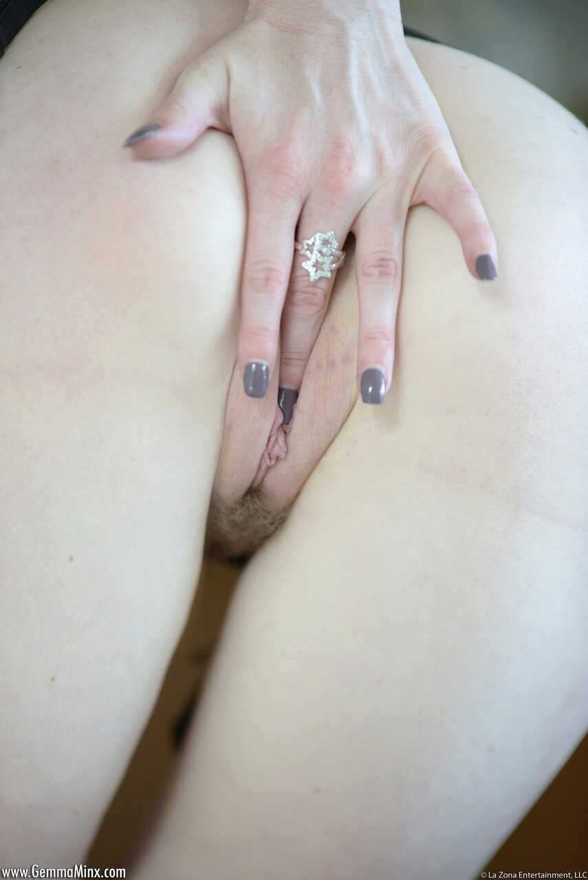 Pale redhead Gemma Minx bends over in her lacy lingerie, ready to satisfy herself - Gemma Minx
