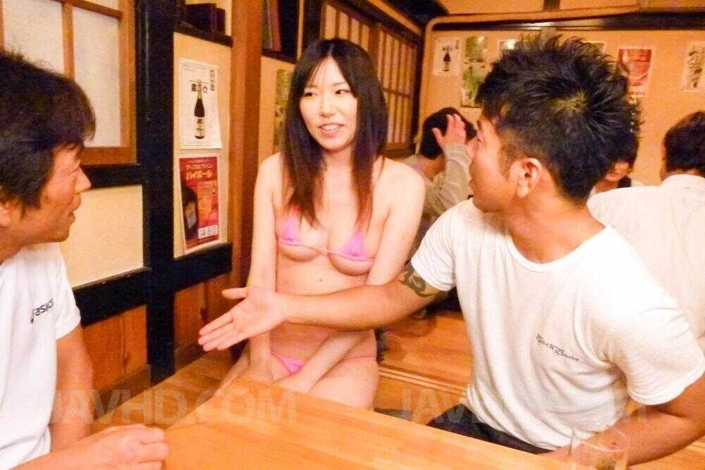 Japanese redhead Minami Kitagawa gets double penetrated by a couple of hung men while masturbating in lingerie! - Minami K...