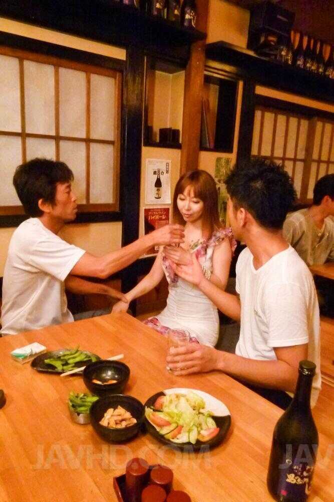 Japanese redhead Minami Kitagawa gets double penetrated by a couple of hung men while masturbating in lingerie! - Minami K...