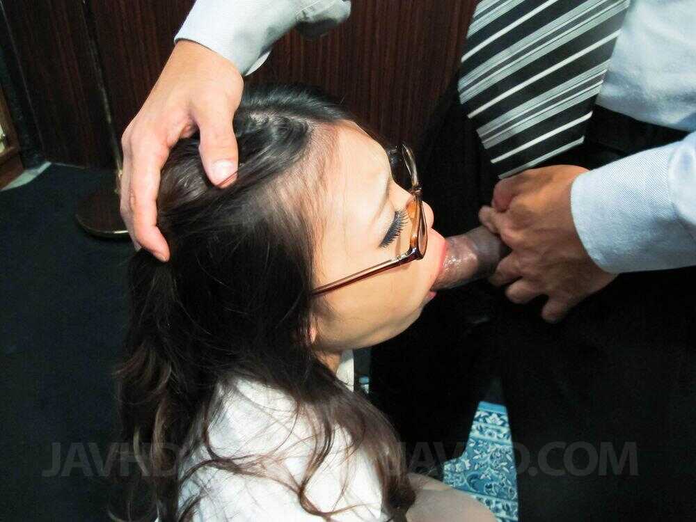 Japanese secretary Ibuki shows off her skilled blowjob skills at her boss's desk, leaving him breathless with pleasur...