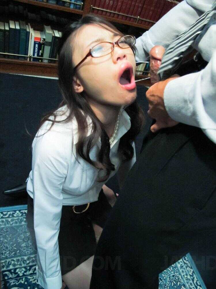 Japanese secretary Ibuki shows off her skilled blowjob skills at her boss's desk, leaving him breathless with pleasur...