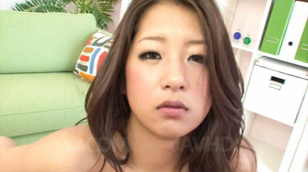 Satomi Suzuki's Hairy Japanese Bush Gets Exposed in a Threesome with Two Guys - Satomi Suzuki