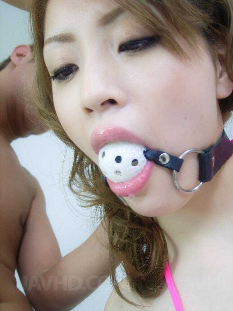 Japanese MILF Yuu Mahiru Gets Double Penetrated While Wearing a Ball Gag and Hairy Anal - Yuu Mahiru