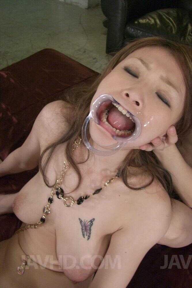 Japanese MILF Rika Sakurai takes open mouth cumshots after being masturbated by her son's BDSM toy collection - Rika ...