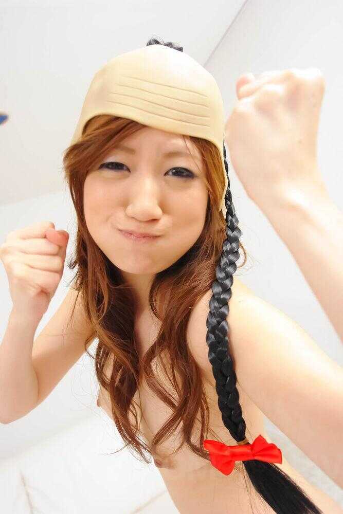 Japanese Shaved Pussy Shirosaki Karin Dons Various Head Coverings While Having Sex - Shirosaki Karin