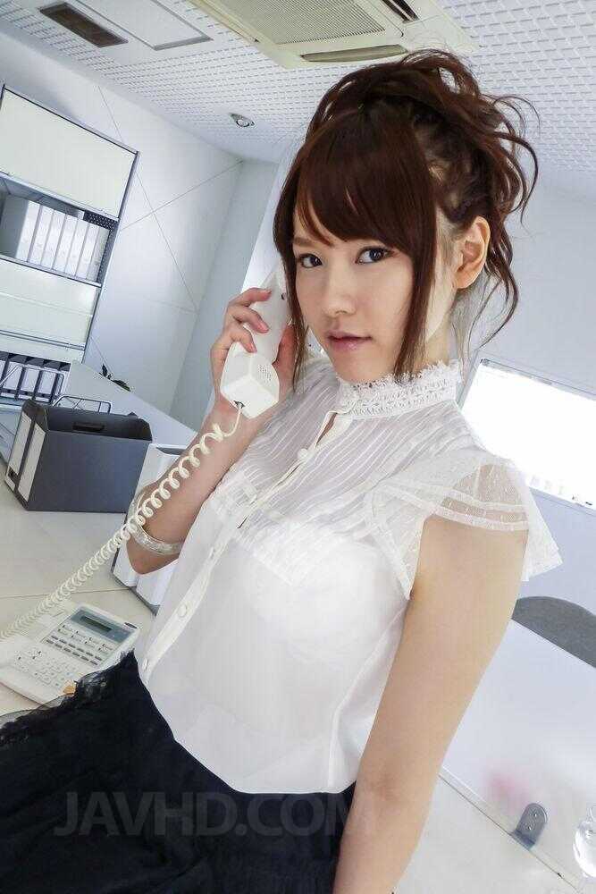 Sexy Yui Uehara Taking Control of Her Slippery Pussy and Shiny Tits at the Office - Yui Uehara