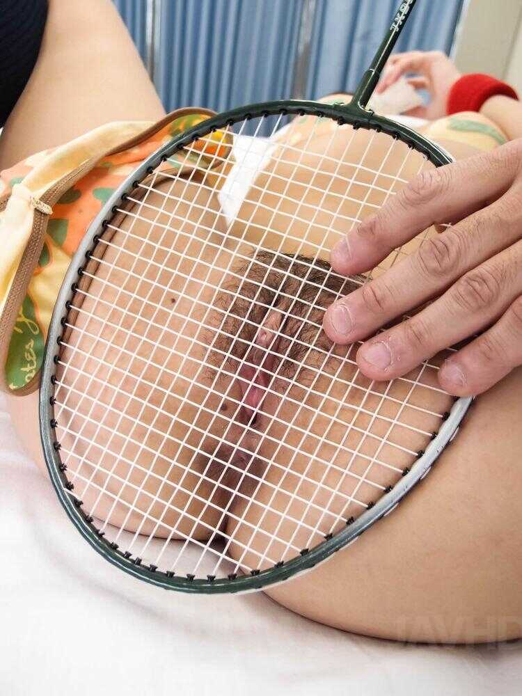 Japanese badminton player Suzu Minamoto engages in POV sex in knee socks while giving a blowjob and flashing her beautiful...