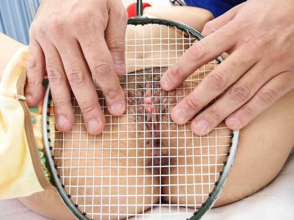 Japanese badminton player Suzu Minamoto engages in POV sex in knee socks while giving a blowjob and flashing her beautiful...