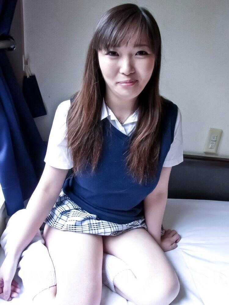 Japanese schoolgirl Haruka Ohsawa uncovers her fully developed breasts and reveals her sexy socks! - Haruka Ohsawa
