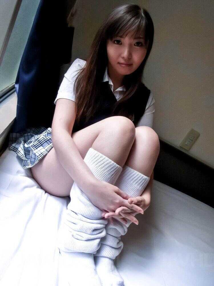 Japanese schoolgirl Haruka Ohsawa uncovers her fully developed breasts and reveals her sexy socks! - Haruka Ohsawa