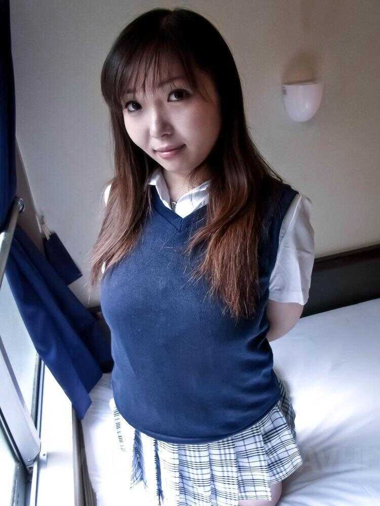 Japanese schoolgirl Haruka Ohsawa uncovers her fully developed breasts and reveals her sexy socks! - Haruka Ohsawa