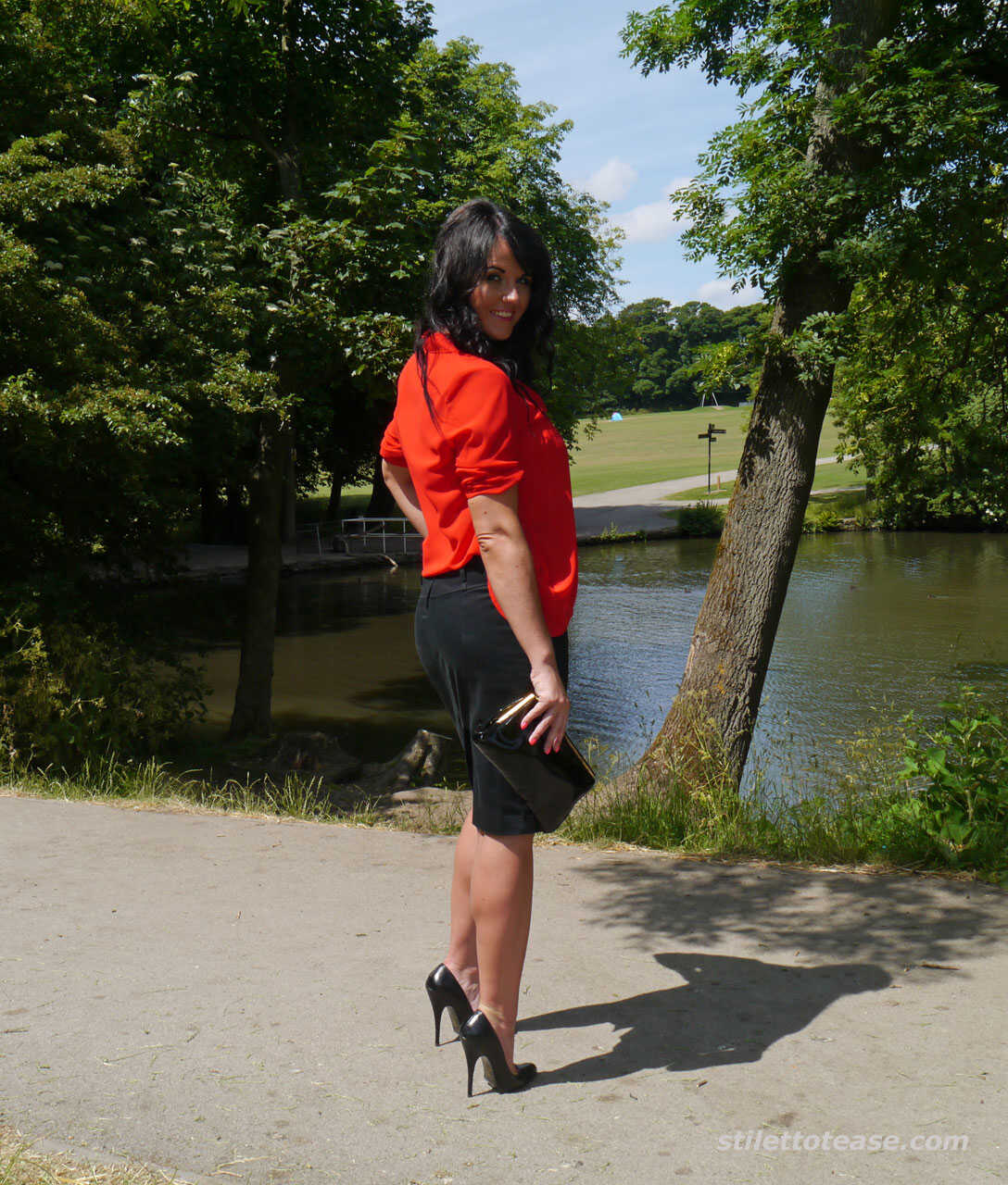 Stiletto-Clad Lady Michelle's Park Walk: Fully Clothed but Ready to Unleash Her Inner Nymphomaniac! - Michelle
