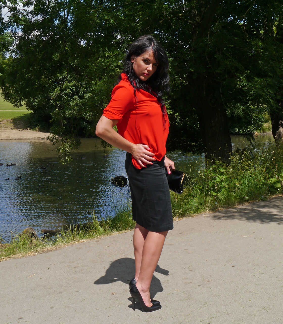 Stiletto-Clad Lady Michelle's Park Walk: Fully Clothed but Ready to Unleash Her Inner Nymphomaniac! - Michelle