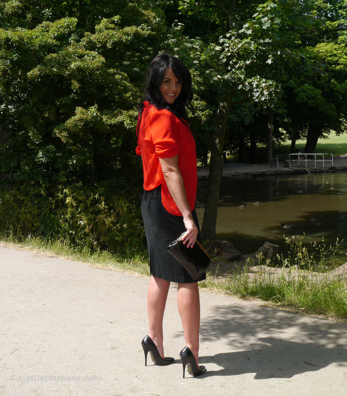Stiletto-Clad Lady Michelle's Park Walk: Fully Clothed but Ready to Unleash Her Inner Nymphomaniac! - Michelle
