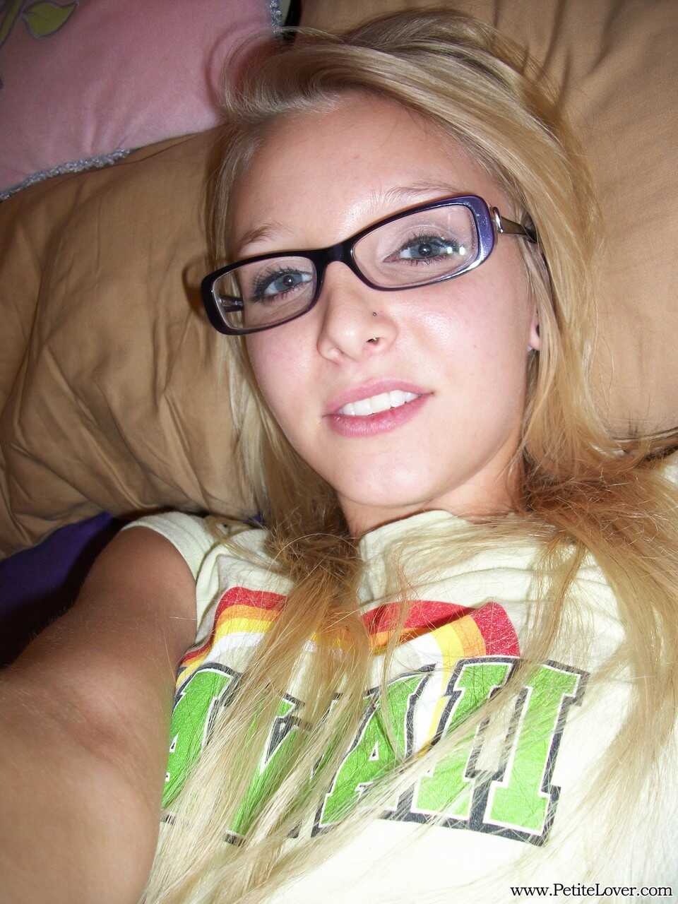 Naughty Nerd: Elle Blue's Exposed Tits and Micro Shorts in Racy Selfies - Elle Blue
