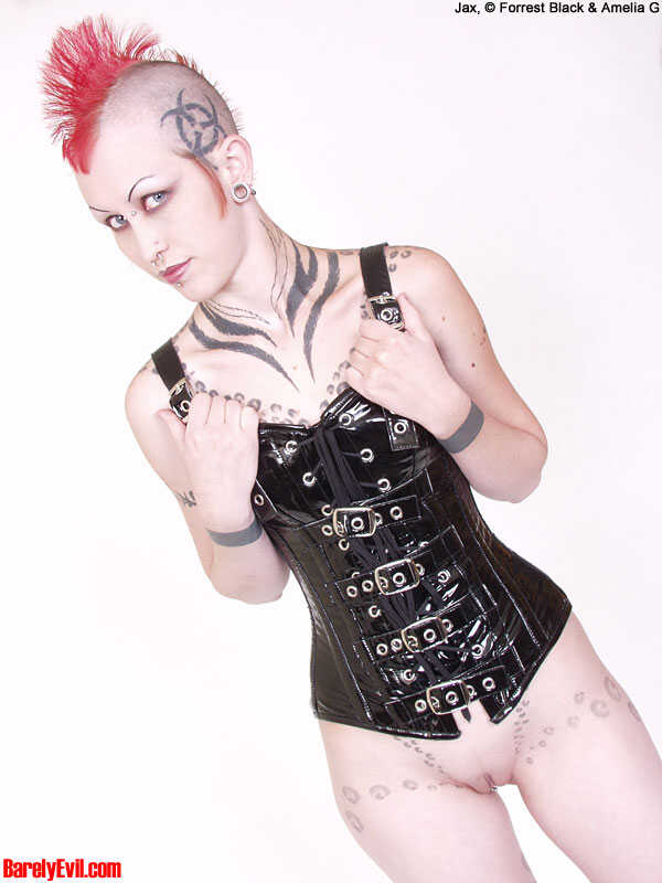 Exotic Alternative Girl Jax Licks Her Pierced Pussy while Wearing Fetish Clothing - Jax
