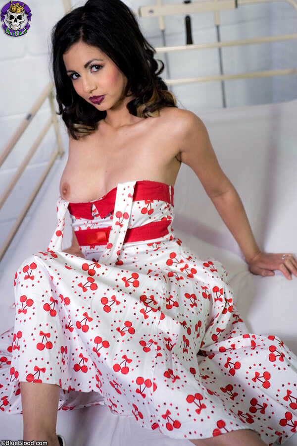 Dark-haired Asian beauty Holly D bares her sexy butt in the end after taking off her stunning gown - Holly D