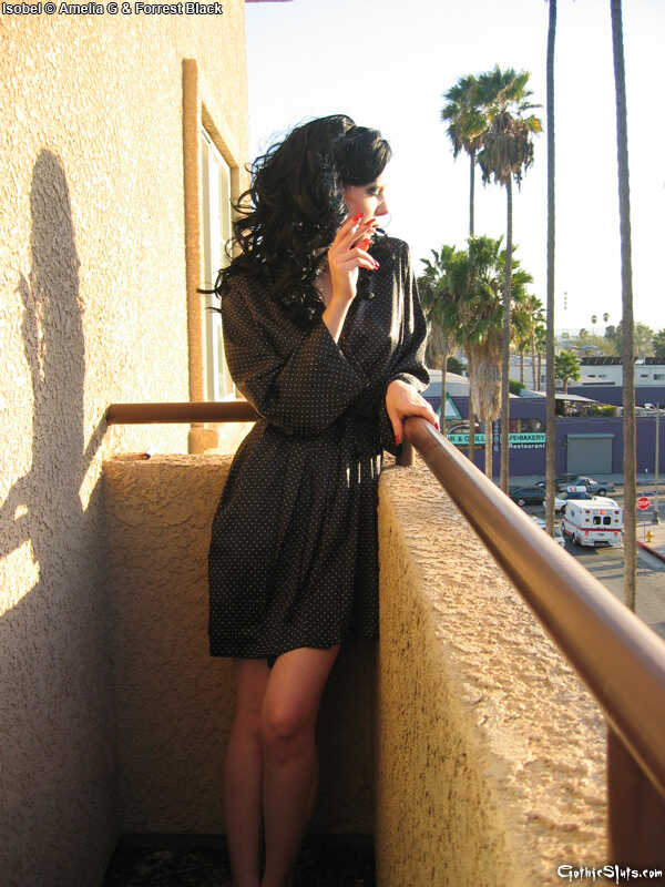 Goth Girl Isobel Marion Gets Handled by a Dark-Haired Gentleman in the Condo Balcony While Smoking Cigarette and Exposing ...