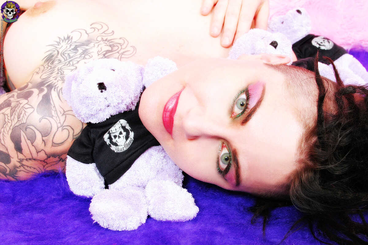 Stuffed Animals as a Coverup: Tattooed Chick Michelle Aston Gets Naughty! - Michelle Aston