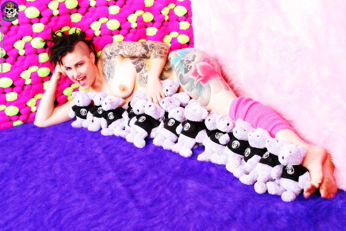 Stuffed Animals as a Coverup: Tattooed Chick Michelle Aston Gets Naughty! - Michelle Aston