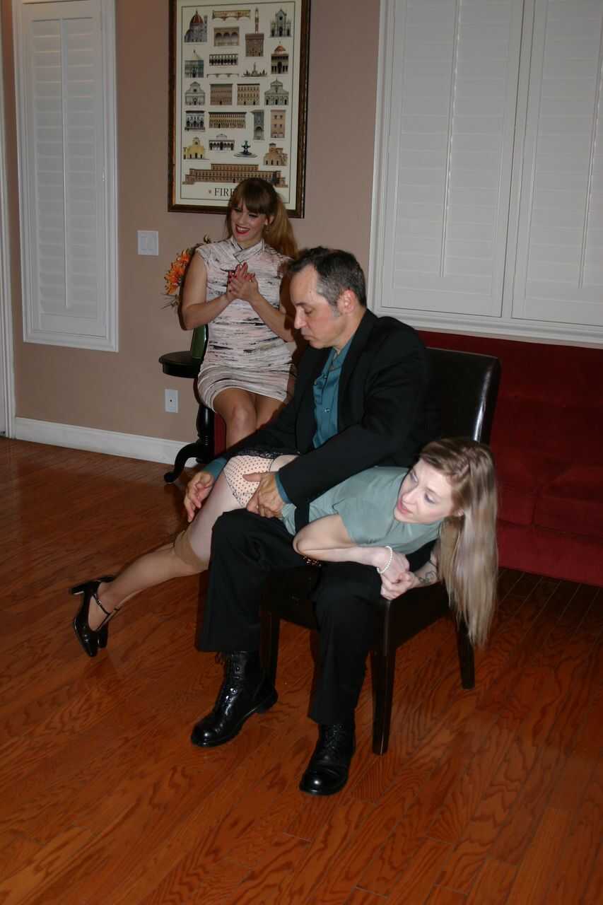 Naughty Leggy Blonde Violet Gets Spanked By Nikki Rouge's Husband While Wearing Sexy Red Pantyhose - Nikki Rouge, Vio...