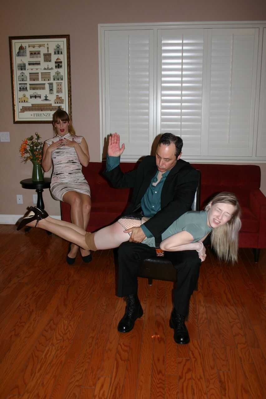 Naughty Leggy Blonde Violet Gets Spanked By Nikki Rouge's Husband While Wearing Sexy Red Pantyhose - Nikki Rouge, Vio...