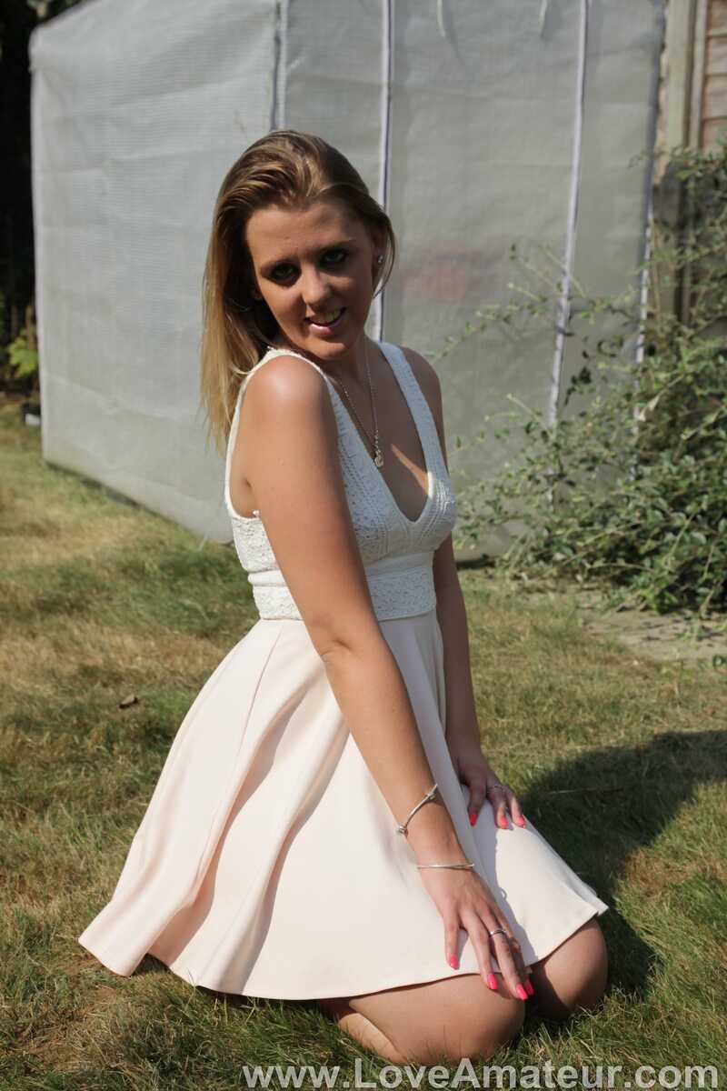Exposing Kaylee's Virgin White Dress in the Backyard, Forbidden Desires Unleashed - Kaylee