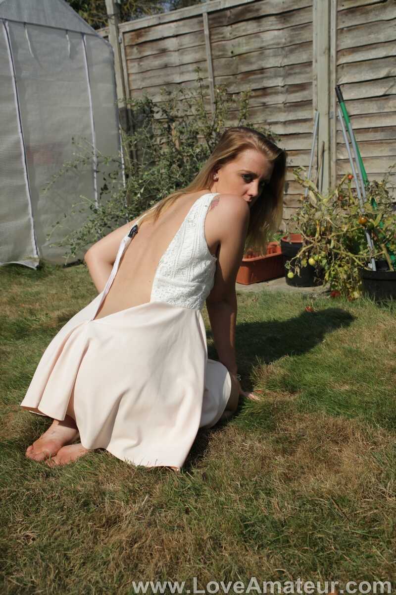 Exposing Kaylee's Virgin White Dress in the Backyard, Forbidden Desires Unleashed - Kaylee