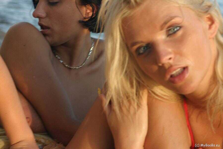 Two Blonde Lesbians Go Wild At The Beach With A Brunette (Lesbian Threesome) - Ines Cudna, Malina, Extasi