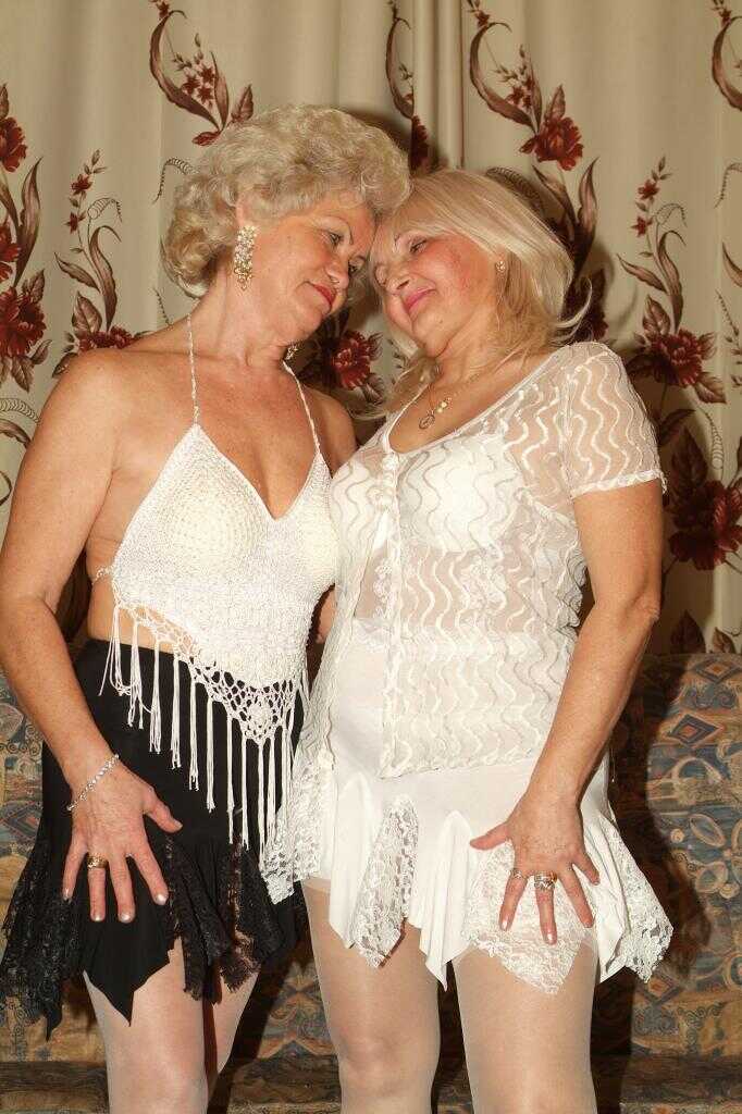 Blonde Grandma's Lustful Lesbian Adventure in Chesterfield Pajamas with Effie and Marianne - Effie, Marianne