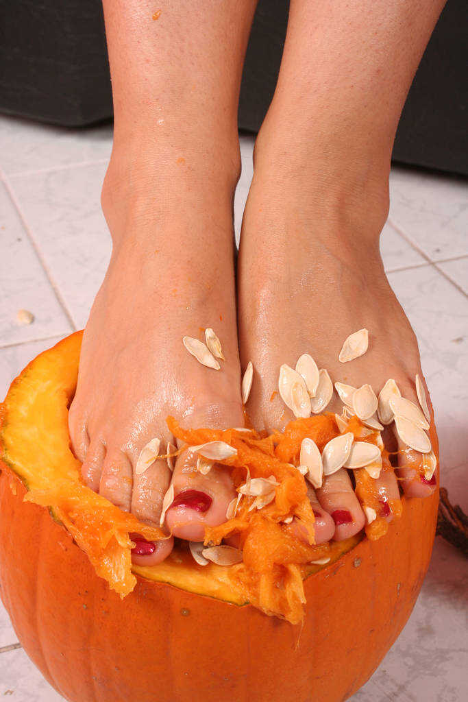 Eve Angel Crushes a Pumpkin With Her Pretty Feet MILF Foot Fetish