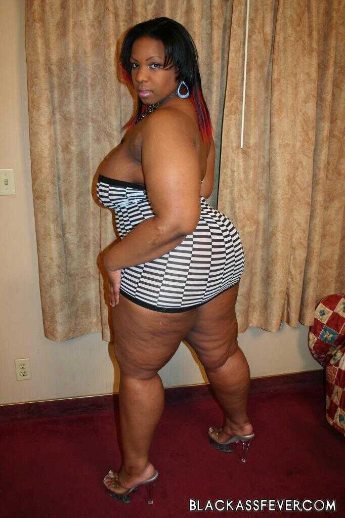 Obese black woman Crystal Clear shakes her big booty before losing her bodacious knockers - Crystal Clear