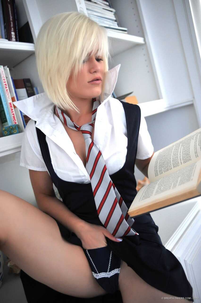 Blonde Bombshell Ash Hollywood Strips Off Her School Uniform for a Sizzling Schoolgirl Playtime - Ash Hollywood