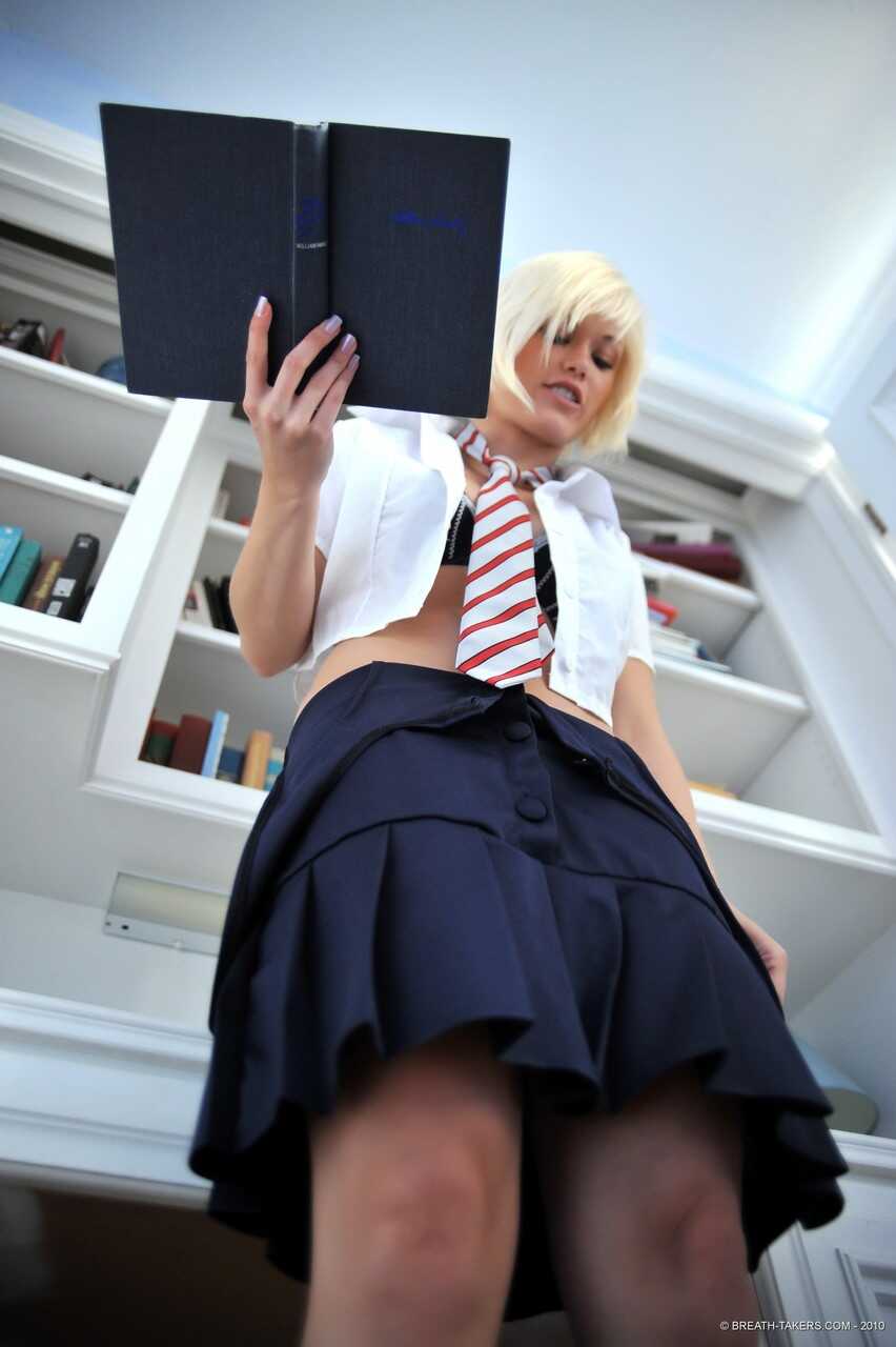 Blonde Bombshell Ash Hollywood Strips Off Her School Uniform for a Sizzling Schoolgirl Playtime - Ash Hollywood