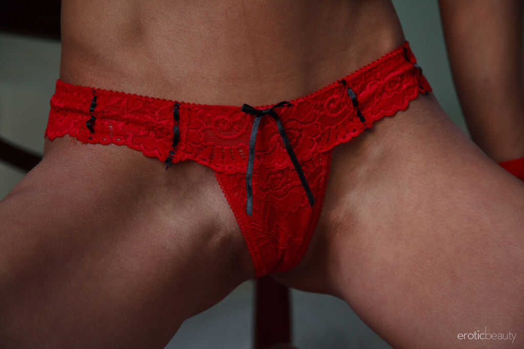 Stripping Her Euro Teen Lingerie Off Divina A's Sexy Red Ass - Divina A