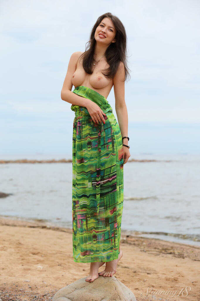 Sultry Slender Ganna A Exposes Her Perfect Tits on the Beach with an Ass Spread - Ganna A