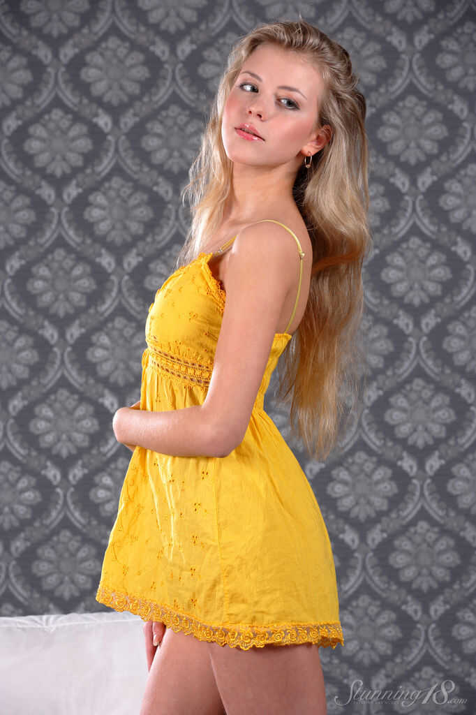 Barbara D’s Yellow Dress Drop: A Shaved Pussy Revealed   Coy Barbara D: Bent Over and Open for Business  Barbara D’s Smooth Shave: A Blonde Teen Spreading Her Legs