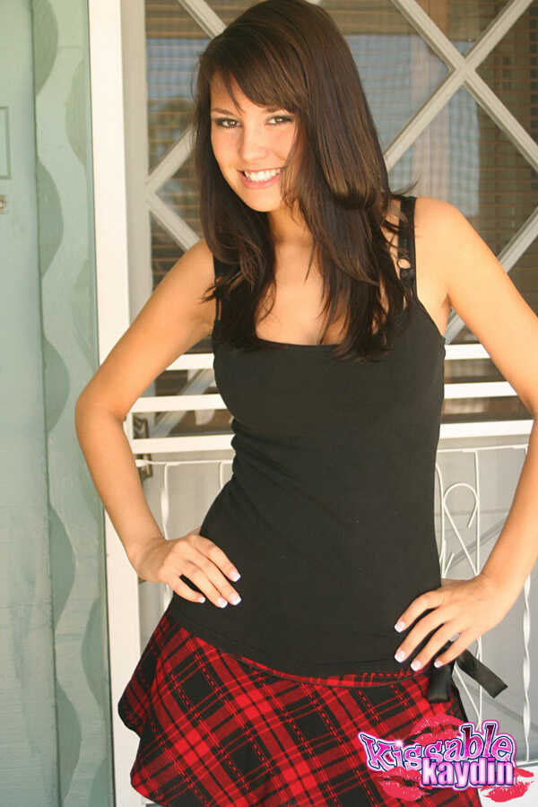 Sexy Kaydin Exposes Her Upskirt Panties While Flashing Her Curvy Ass Outside The Front Door - Kaydin