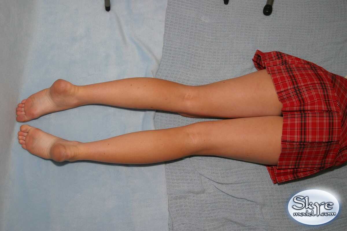 Blonde Schoolgirl Skye Model Exposes Her Upskirt Underwear During SFW Action - Skye Model