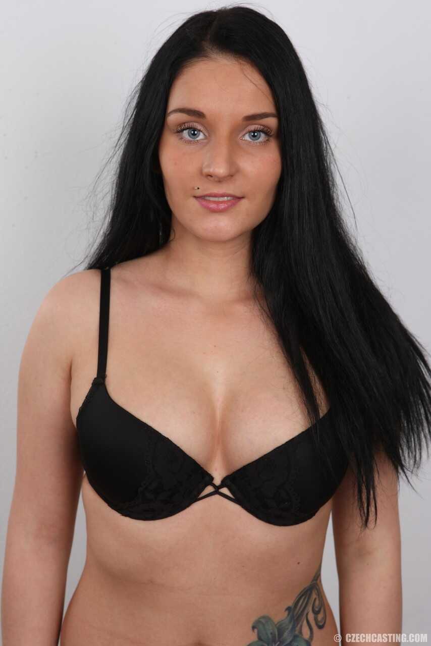 Black-haired beauty Lucie shows off her tats and ta-tas to score a porn contract! - Lucia Denville