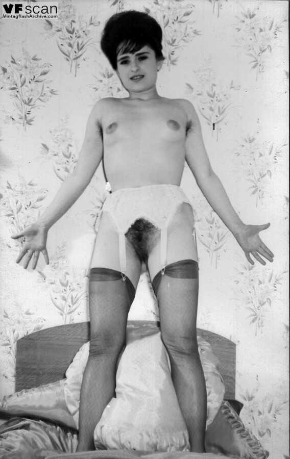 Hairy cunts in nylons and garters vintage housewives show off their hairy pussies in retro lingerie - 