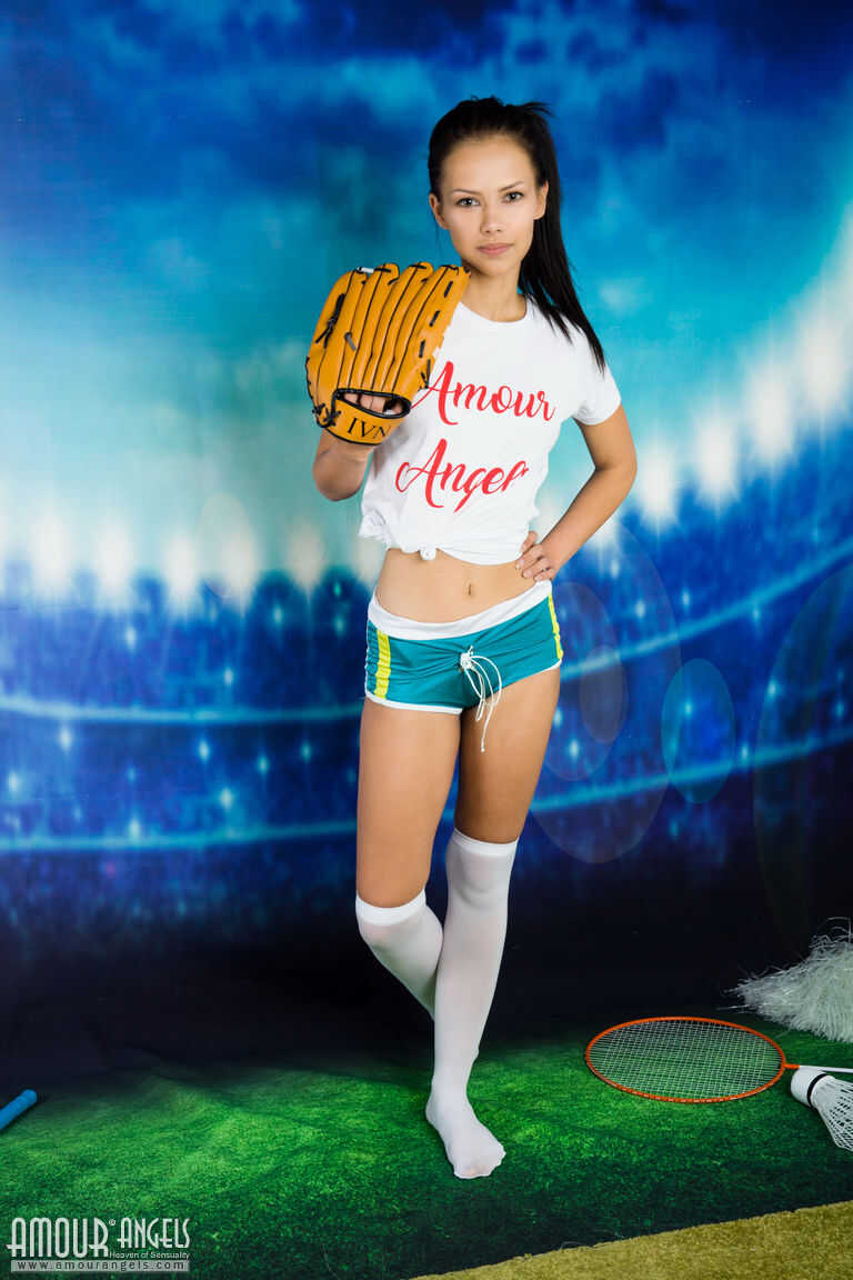 Lada's Naked Bases Loaded Strip Show Brunette Teen With Perky Tits Announces Baseball Game By Stripping Her Skinny As...